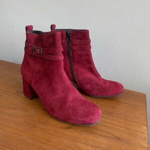 Paul Green Burgundy Suede Ankle Booties